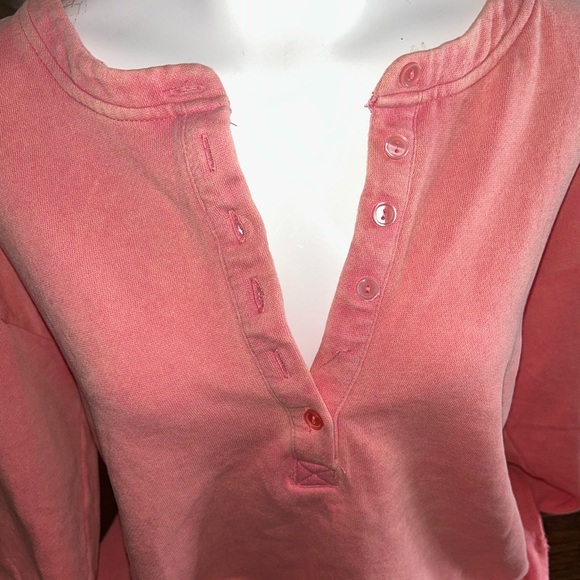 Time and Tru Coral Button Down sweatshirt - Picture 2 of 5